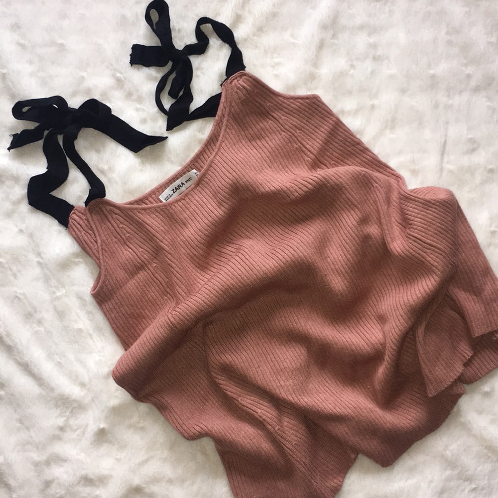 Zara knit ribbon sweater top